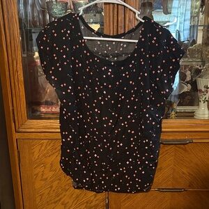 Black and Pink Patterned Women's Top